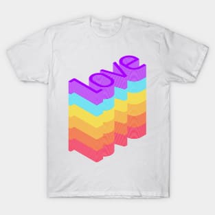 Love Love Love - Graphic Rainbow Chromatic Typography Design T-Shirt